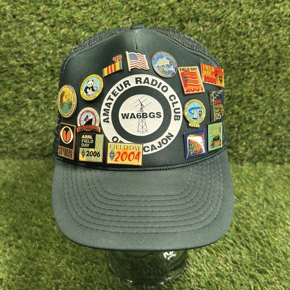 Vintage WA6BGS Amateur Radio Club Of El Cajon USA Trucker Cap w/ARRL Pins+